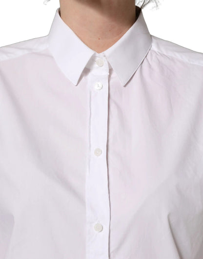 Dolce & Gabbana White Cotton Long Sleeve Button-Up Shirt Top by Dolce & Gabbana
