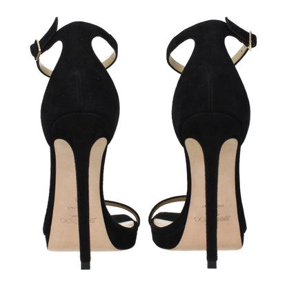 Jimmy Choo Black Leather Stiletto Heel Sandals