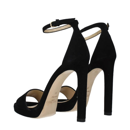 Jimmy Choo Black Leather Platform Sandals by Jimmy Choo