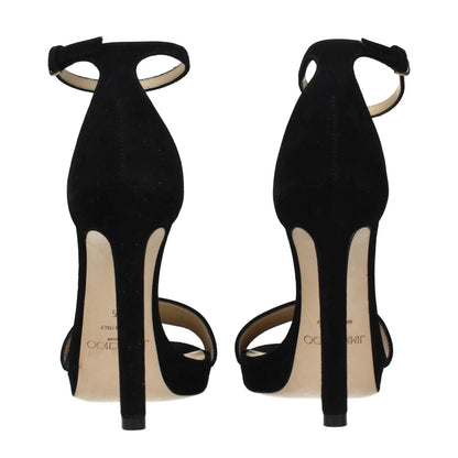 Jimmy Choo Black Leather Platform Sandals by Jimmy Choo