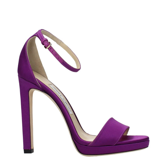 Jimmy Choo Purple Satin Platform Sandals by Jimmy Choo
