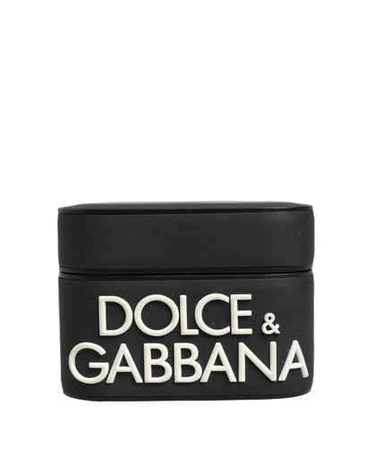 Étui AirPods Dolce & Gabbana femme à rabat logo embossé en PVC noir – SMY11504