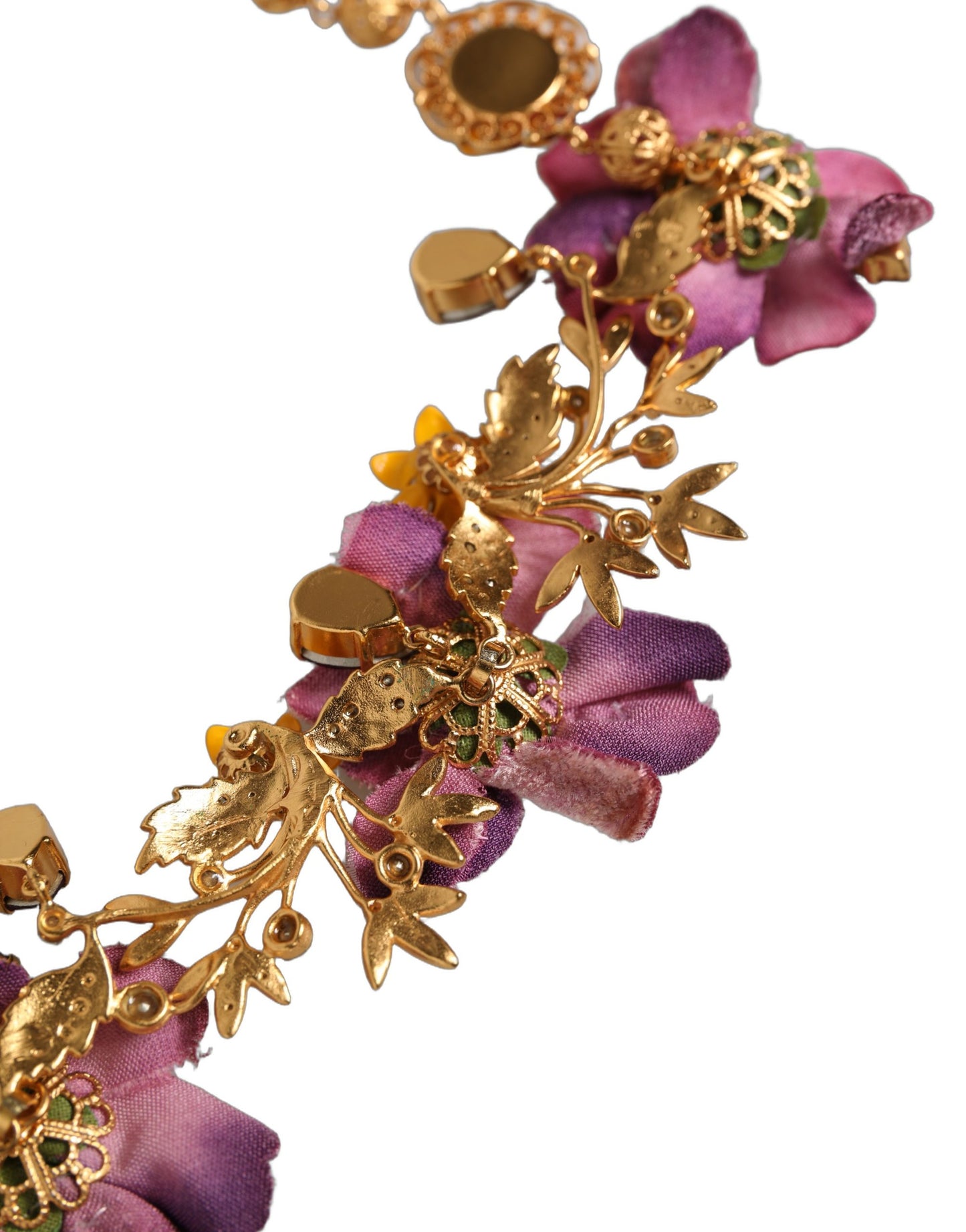 Dolce & Gabbana – Collier Charm Doré Fleurs & Cristaux Multicolores