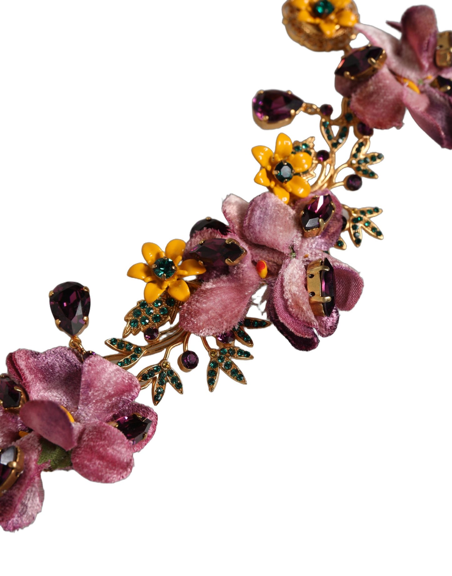 Dolce & Gabbana – Collier Charm Doré Fleurs & Cristaux Multicolores