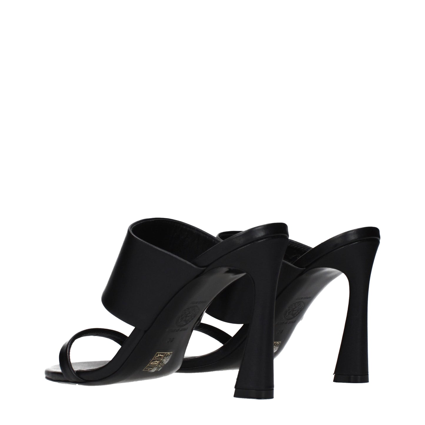 Versace – Sandales à Talon Stiletto en Cuir Noir | Détail Signature en Façade