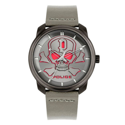 Police – Montre Bleder | Acier Gris & Bracelet Cuir | Cadran Gris 44mm | Quartz