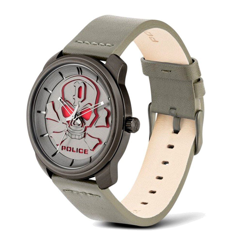Police – Montre Bleder | Acier Gris & Bracelet Cuir | Cadran Gris 44mm | Quartz