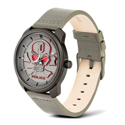 Police – Montre Bleder | Acier Gris & Bracelet Cuir | Cadran Gris 44mm | Quartz