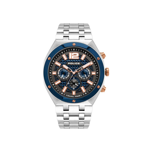 Police – Montre Kediri Dual Time | Acier Inoxydable Gris | Cadran Bleu 46,2mm