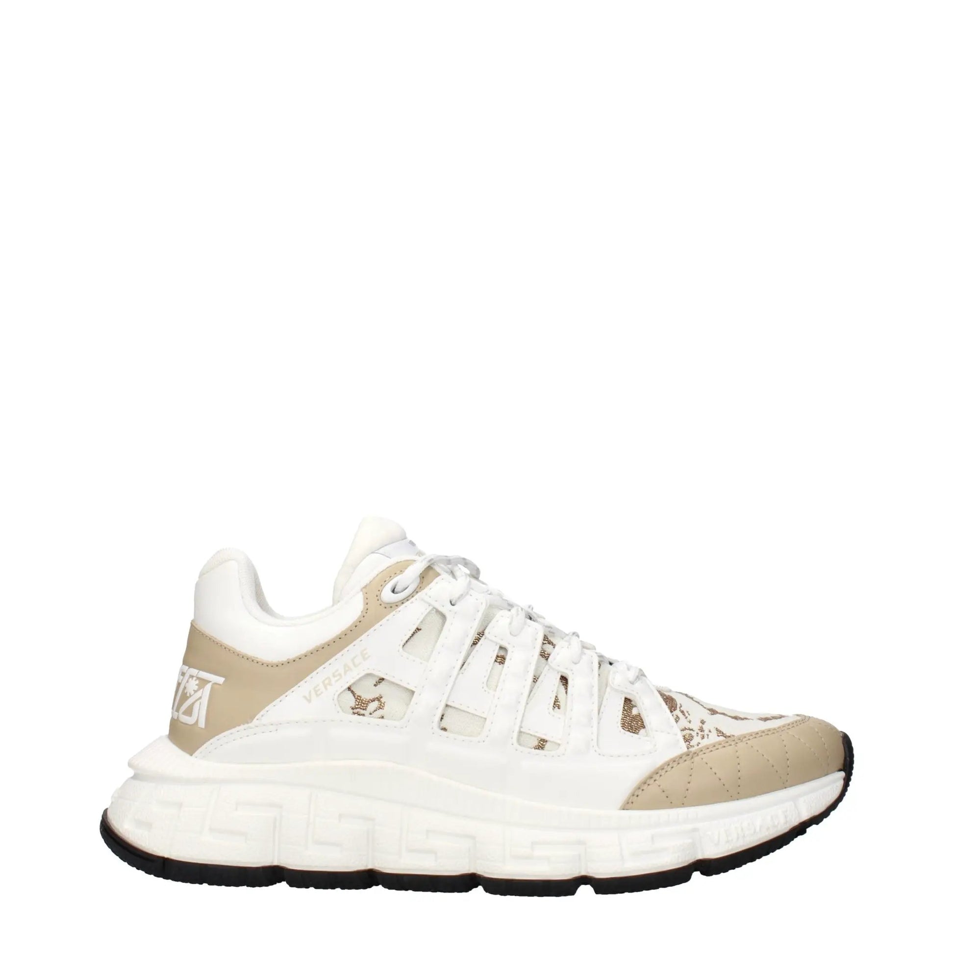 Versace White Fabric Athletic Sneakers by Versace