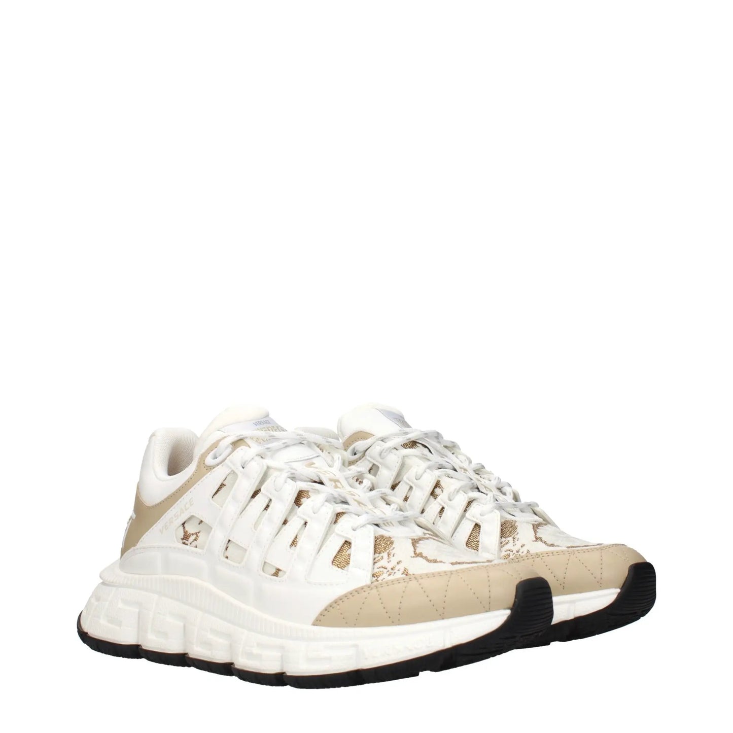 Versace White Fabric Athletic Sneakers by Versace