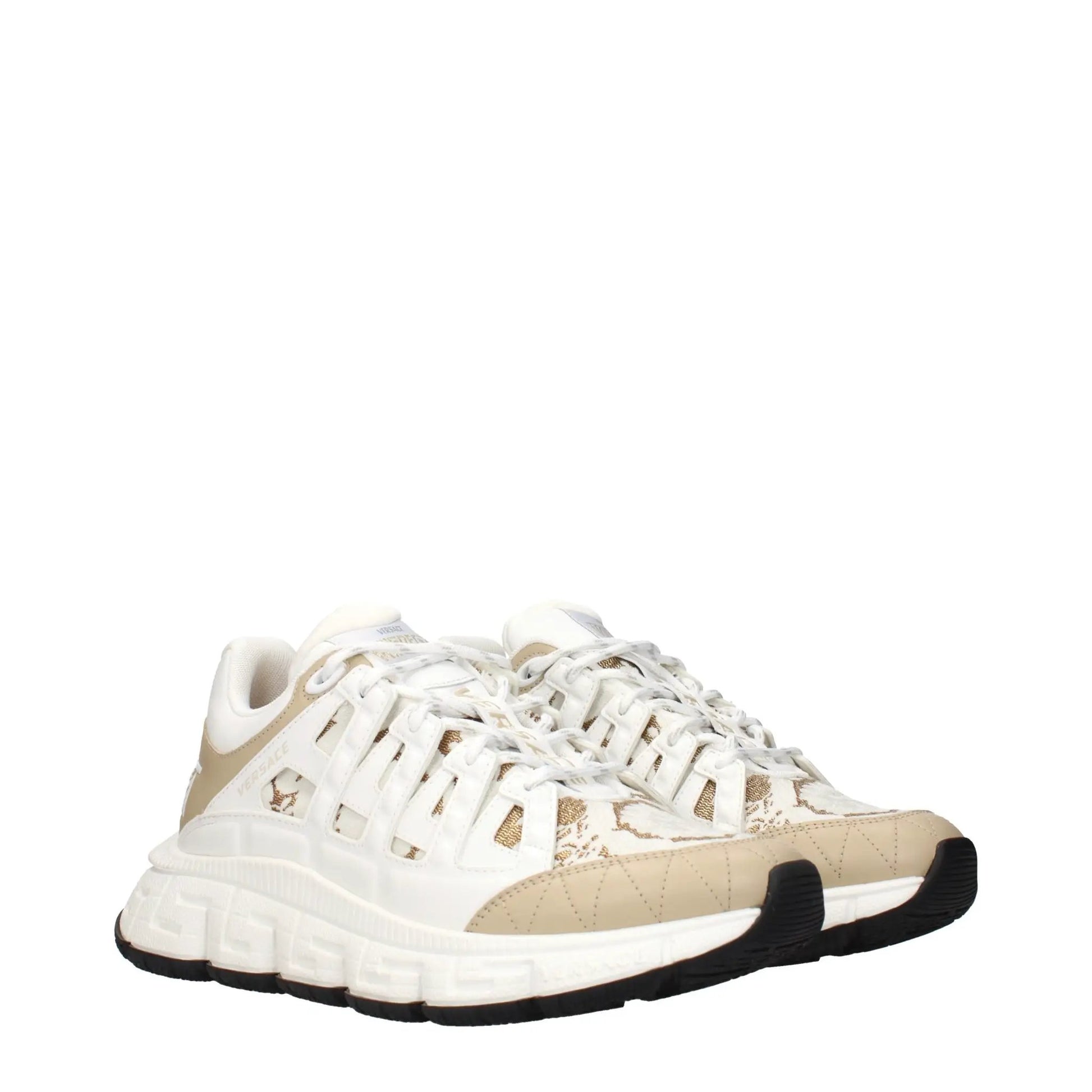 Versace White Fabric Athletic Sneakers by Versace