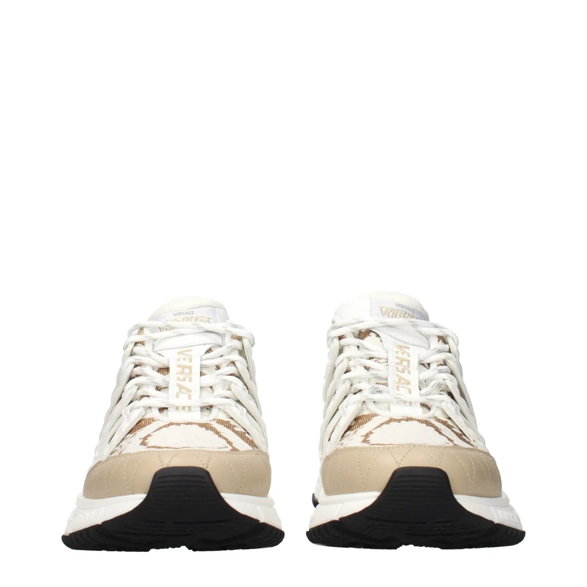 Versace White Fabric Athletic Sneakers by Versace