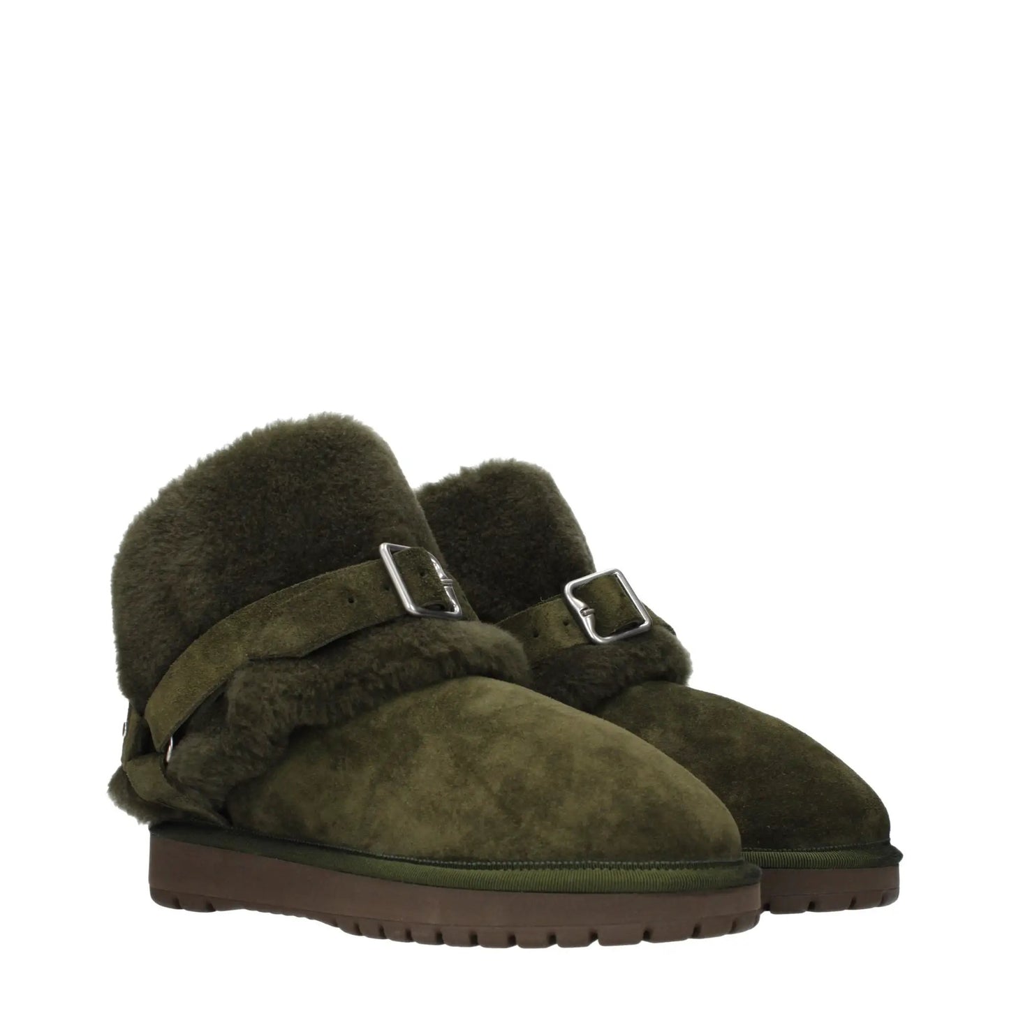 Burberry Green Leather Ankle Boots by Burberry