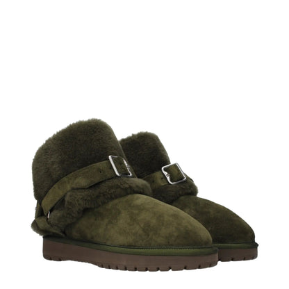 Burberry Green Leather Ankle Boots by Burberry