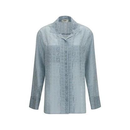 Fendi Blue Silk Dress Shirt by Fendi