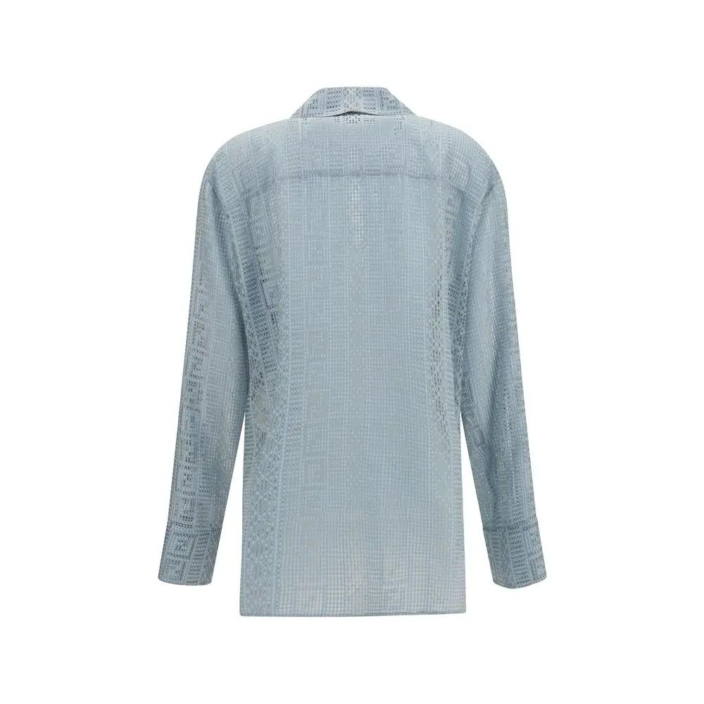 Fendi Blue Silk Dress Shirt by Fendi