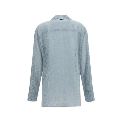 Fendi Blue Silk Dress Shirt by Fendi