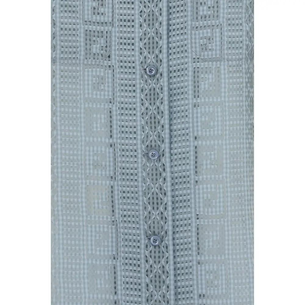Fendi Blue Silk Dress Shirt by Fendi