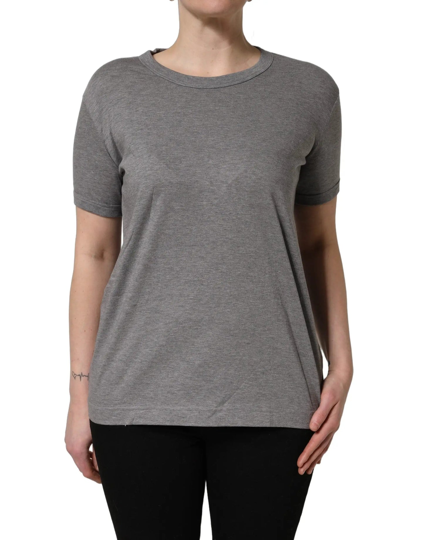 Dolce & Gabbana Grey Cotton Short Sleeves Crew Neck T-shirt by Dolce & Gabbana
