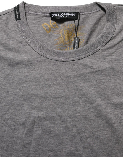 Dolce & Gabbana Grey Cotton Short Sleeves Crew Neck T-shirt by Dolce & Gabbana