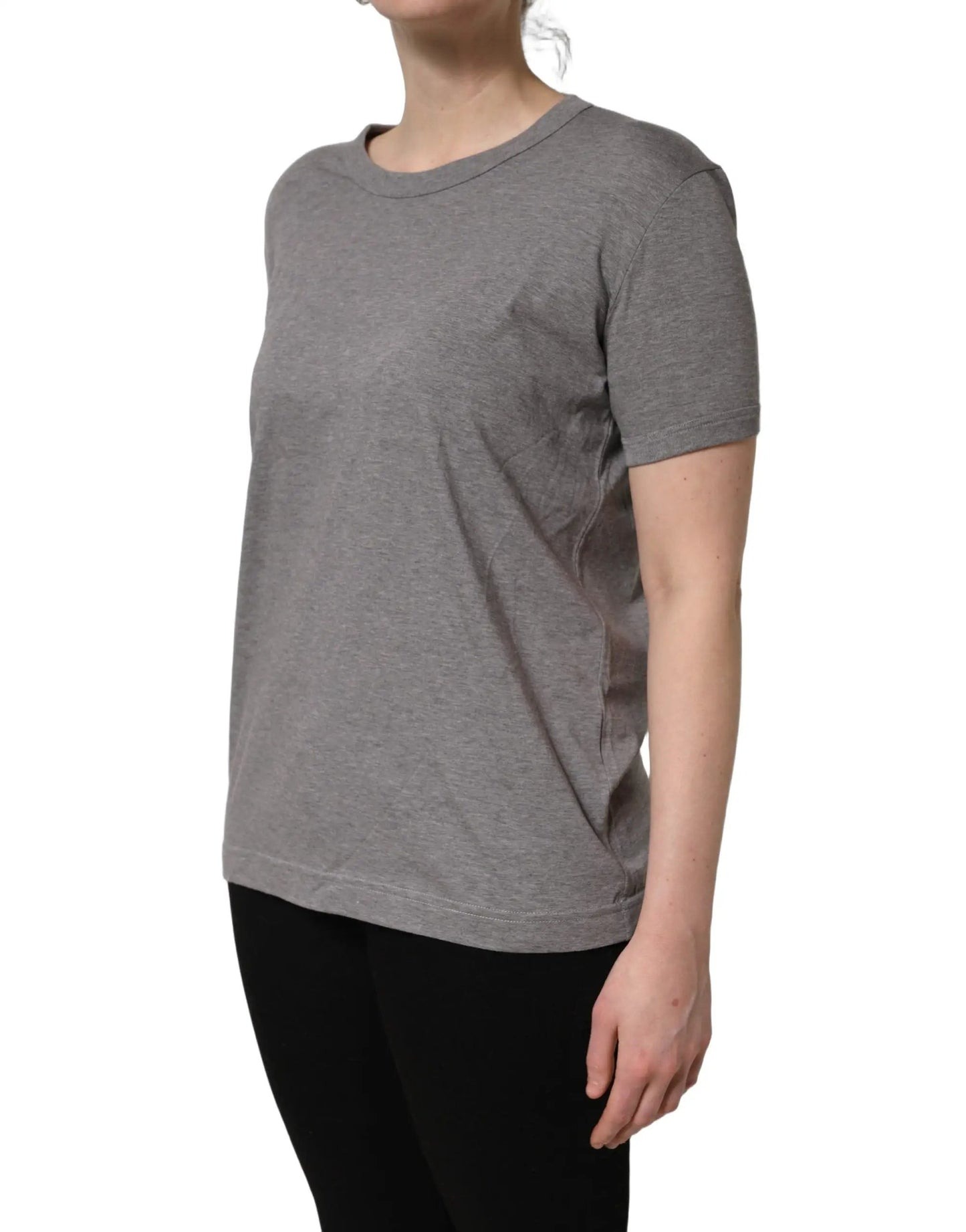 Dolce & Gabbana Grey Cotton Short Sleeves Crew Neck T-shirt by Dolce & Gabbana