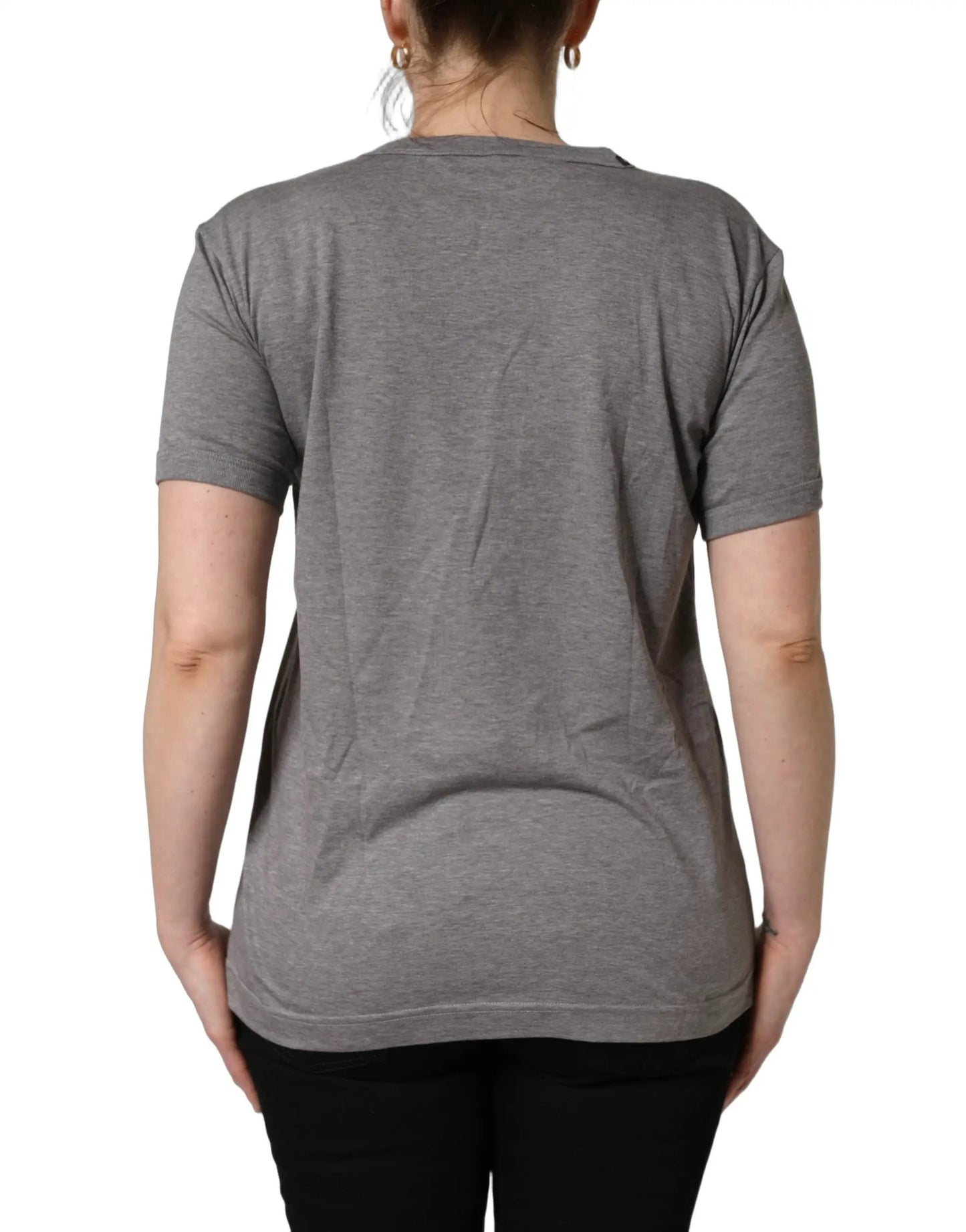 Dolce & Gabbana Grey Cotton Short Sleeves Crew Neck T-shirt by Dolce & Gabbana