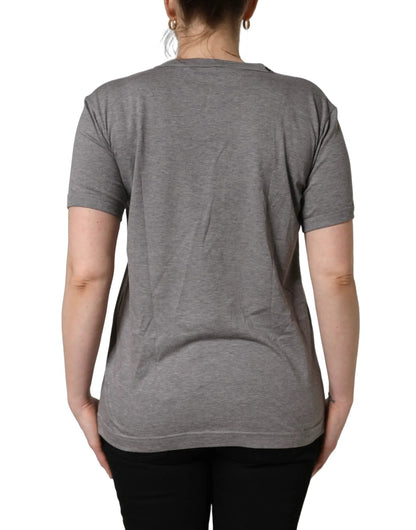 Dolce & Gabbana Grey Cotton Short Sleeves Crew Neck T-shirt by Dolce & Gabbana