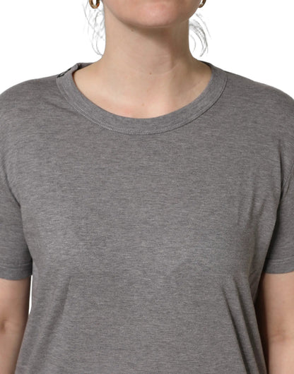 Dolce & Gabbana Grey Cotton Short Sleeves Crew Neck T-shirt by Dolce & Gabbana