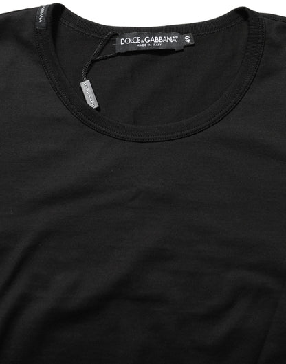 Dolce & Gabbana Black Cotton Round Neck Short Sleeves T-Shirt by Dolce & Gabbana