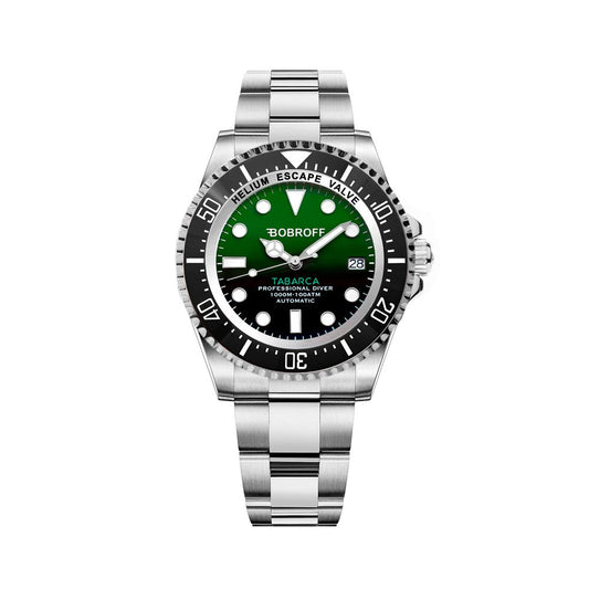 Bobroff – Montre Sport Automatique Acier Argenté | Cadran Vert | Verre Saphir | 100ATM | Homme
