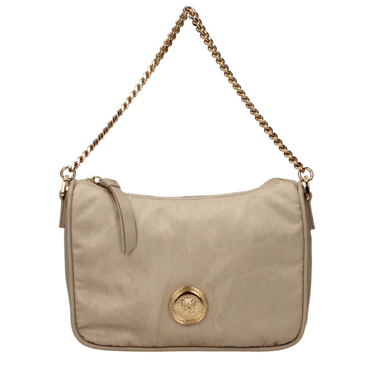 Versace – Sac à Main en Tissu Beige | Détail Frontal Iconique | Bandoulière Amovible | Femme