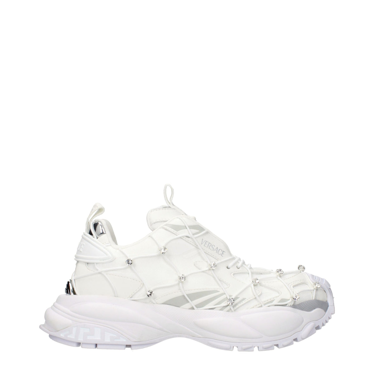 Baskets Versace femme à strass en tissu blanc – VE-15562962862345