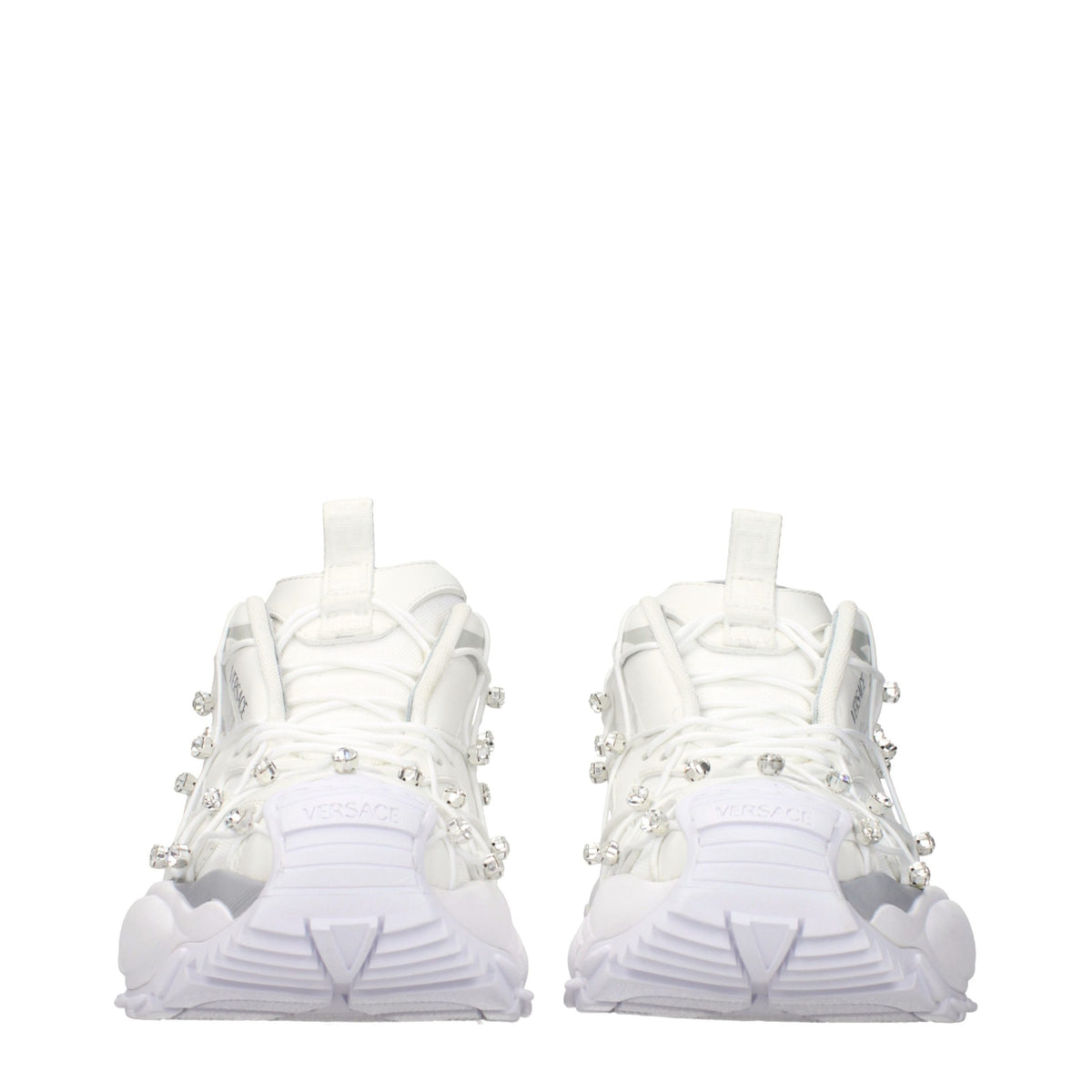 Baskets Versace femme à strass en tissu blanc – VE-15562962862345