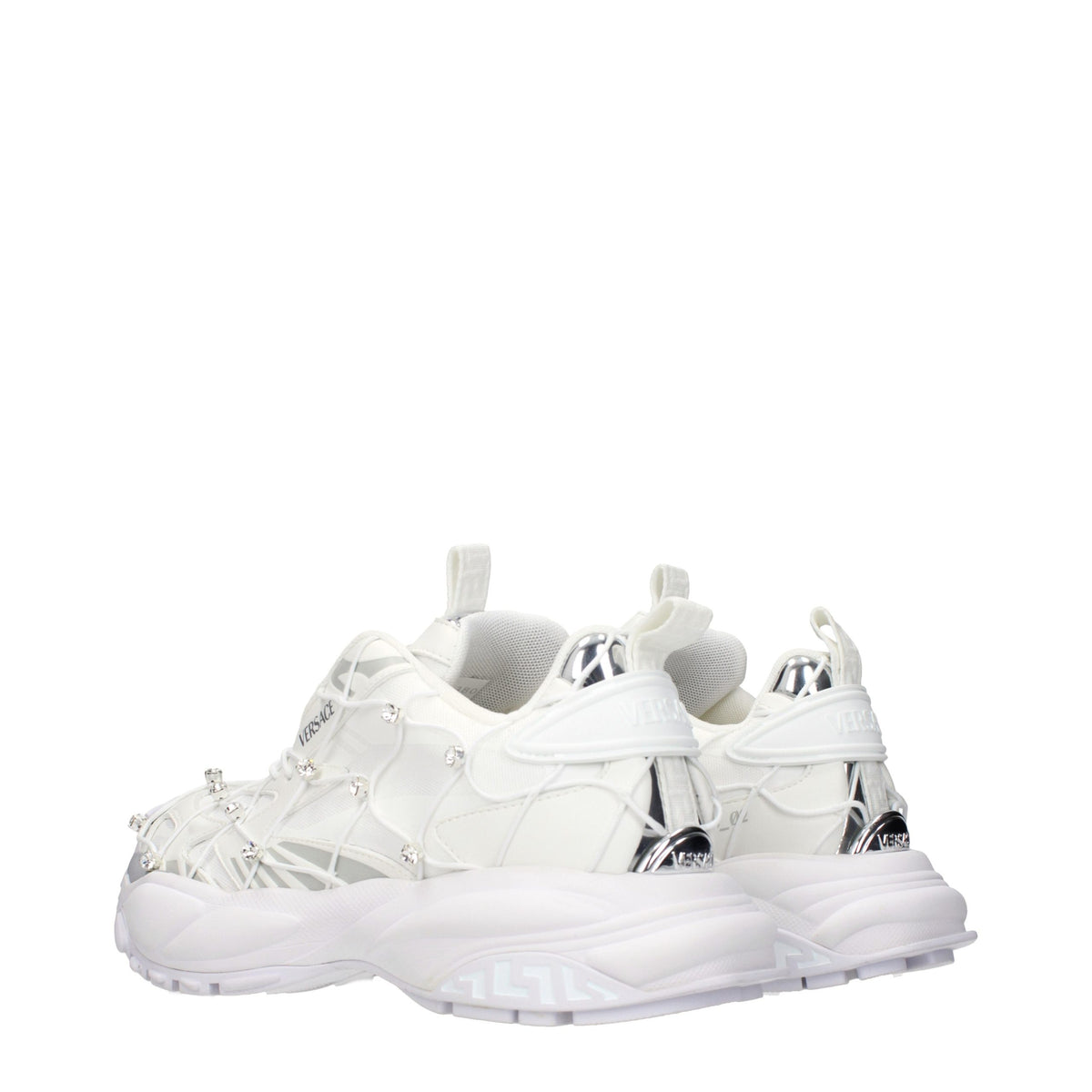 Baskets Versace femme à strass en tissu blanc – VE-15562962862345