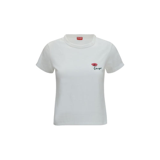 Kenzo T-Shirt Kenzo Tulip en Jersey Coton Blanc – Broderie Archive 1979 | Femme | AW26