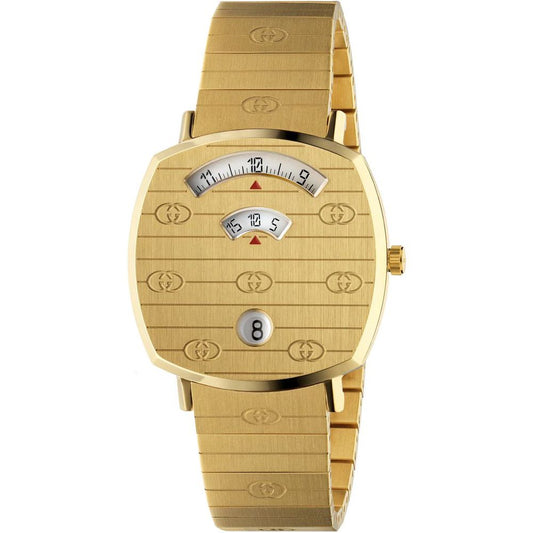 Gucci – Montre Habillée Femme Acier Doré | Quartz | Cadran Doré 35mm | Verre Saphir | Fonction Grip