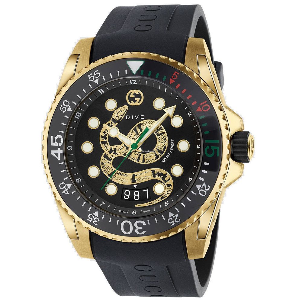 Gucci Black Rubber Sport Watch