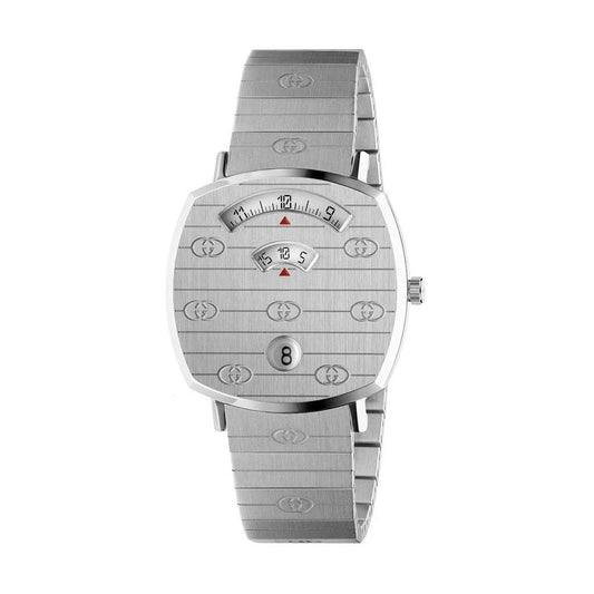 Gucci – Montre Habillée Femme Acier Gris | Quartz | Cadran Gris 35mm | Verre Saphir | Fonction Grip