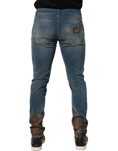 Jean Dolce & Gabbana homme skinny destroy en coton bleu – PAN77527