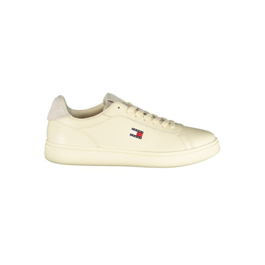 Tommy Hilfiger – Sneakers Homme Beige | Détails Blancs Contrastants | Logo Print | Semelle Amovible