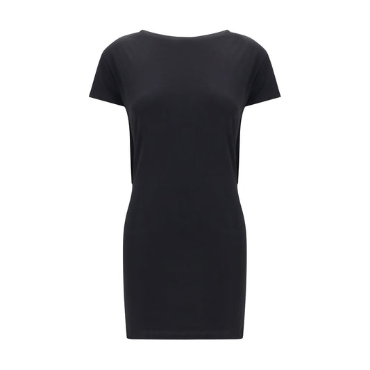 Jacquemus – Robe Mistral Noire en Jersey Viscose | Décolleté Bateau | Dos Ouvert Drapé | SS26 | Femme