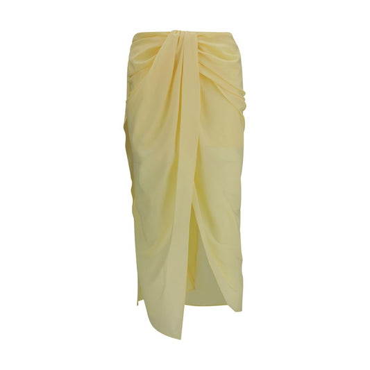 Jacquemus – Jupe Pareo Midi Bicolore en Mousseline Stretch | Drapé Asymétrique | Fente | SS26 | Femme