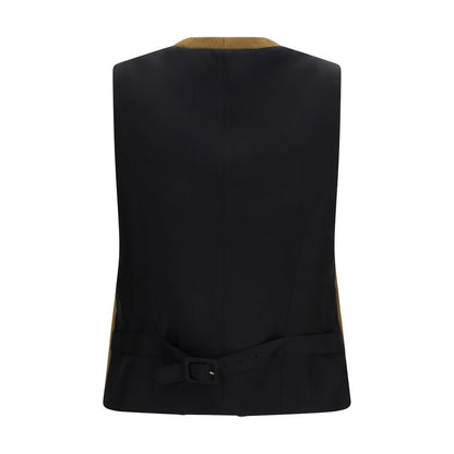 Burberry Brown Wool Oves Aries Sleveless Jacket