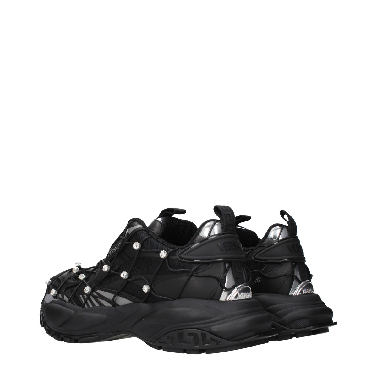 Baskets Versace femme chunky à strass en tissu noir – VE-15566059864329