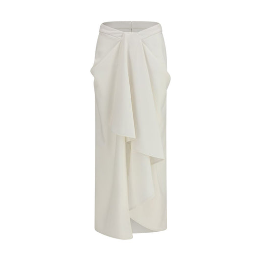 Givenchy Jupe Longue Drapée Blanche — Laine Mérinos & Mohair, Fentes & Zip Invisible | SS26