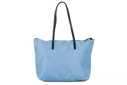 Versace Portuna Medusa Medium Cornflower Blue Nylon Leather Tote Bag Purse