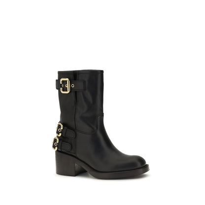 Chloé Black Calf Leather Bos Taurus Ankle Boots
