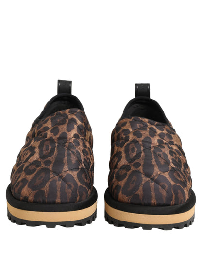 Baskets Dolce & Gabbana homme slip-on matelassées imprimé léopard en polyester marron – MV8834