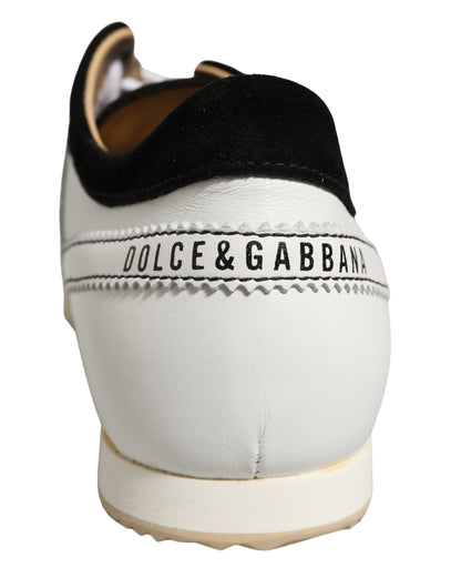 Baskets Dolce & Gabbana femme en cuir et suède blanc et noir – LA13447